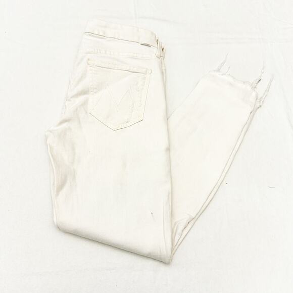 Mother Looker Ankle Fray Tea and Biscuits Cream White Denim Jeans Size 28 - Picture 9 of 9